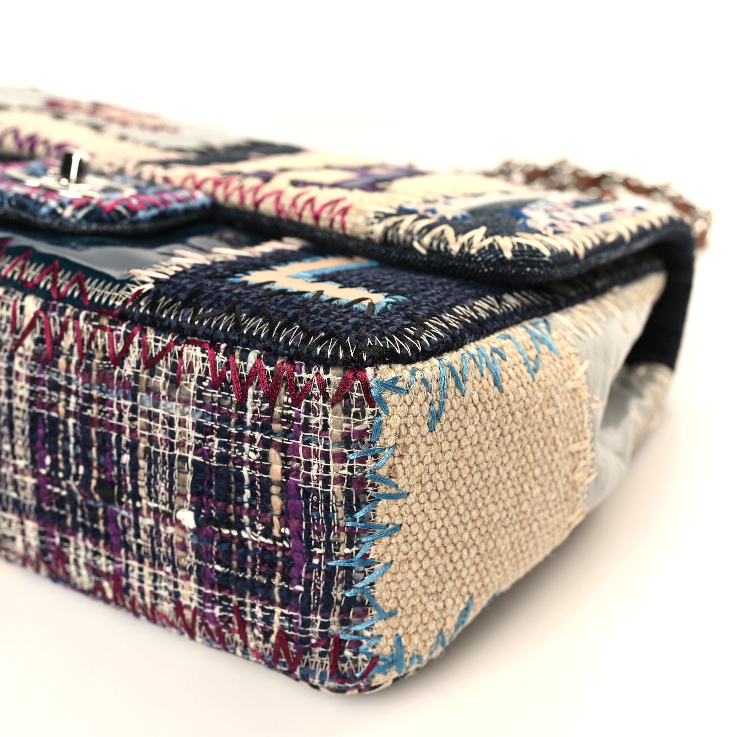 Chanel Denim Tweed Patchwork Jumbo Single Flap Multicolor 8 of 9