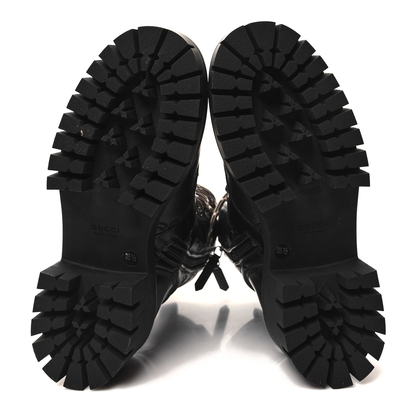 Cordovan Lux Nappa GG Matelasse Lace Up 60mm Combat Boots 35.5 Black