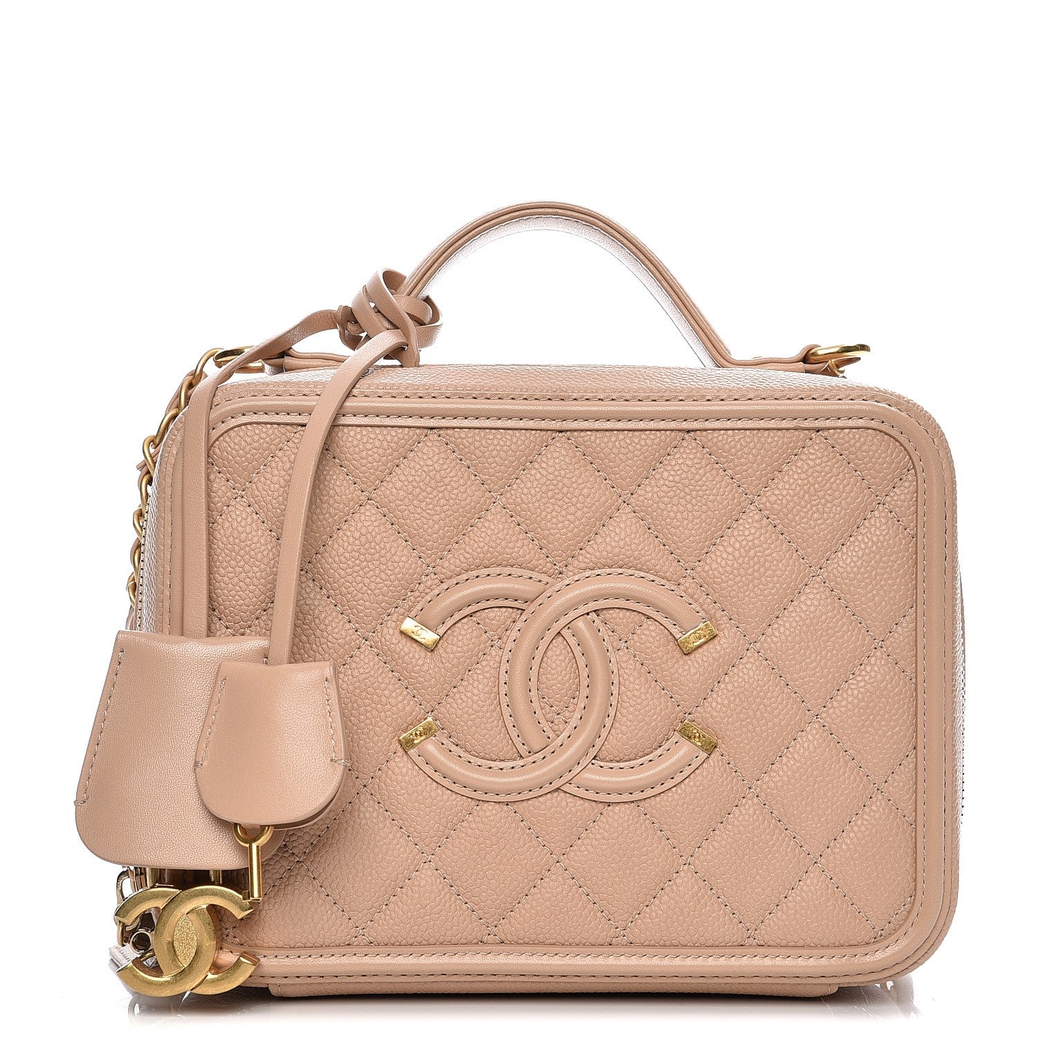 Chanel Caviar Quilted Medium CC Filigree Vanity Case Beige 1 of 9