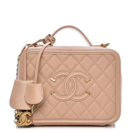 Chanel Caviar Quilted Medium CC Filigree Vanity Case Beige 1 of 9