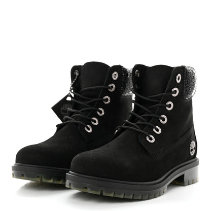 Jimmy Choo X TIMBERLAND Nubuck Swarovski Crystal Womens Ankle Boots 7 Black 3 of 11