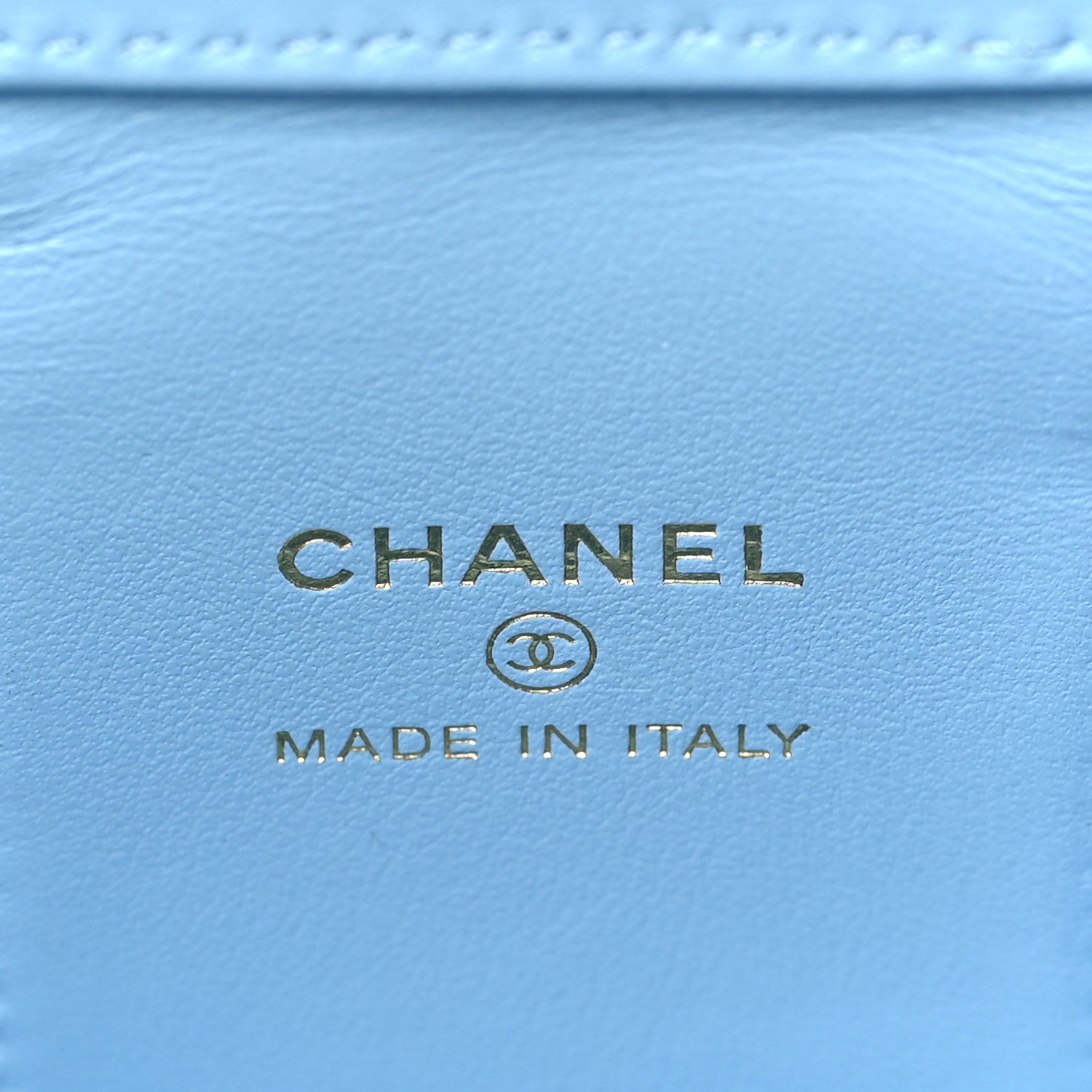 Chanel Caviar Quilted Mini Vanity Case With Chain Light Blue 6 of 9