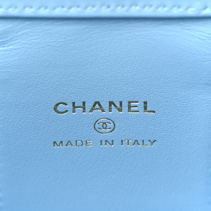 Chanel Caviar Quilted Mini Vanity Case With Chain Light Blue 6 of 9