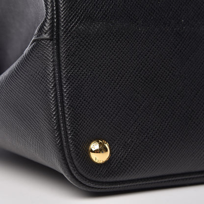 Prada Saffiano Cuir Large Double Bag Black Fuoco 11 of 14