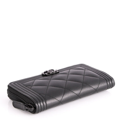 Chanel Caviar Quilted Small Boy Zip Around Wallet So Black 4 of 8