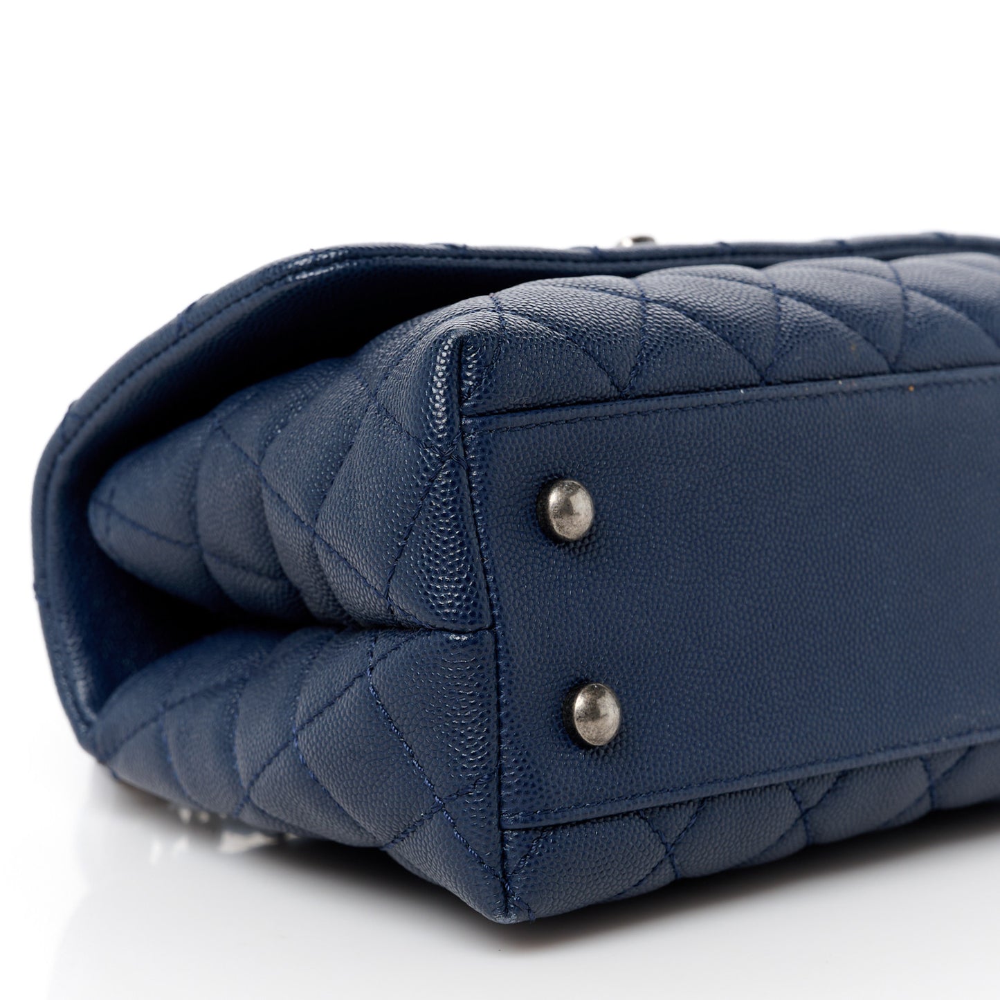 Caviar Quilted Mini Coco Handle Flap Navy Blue Blue