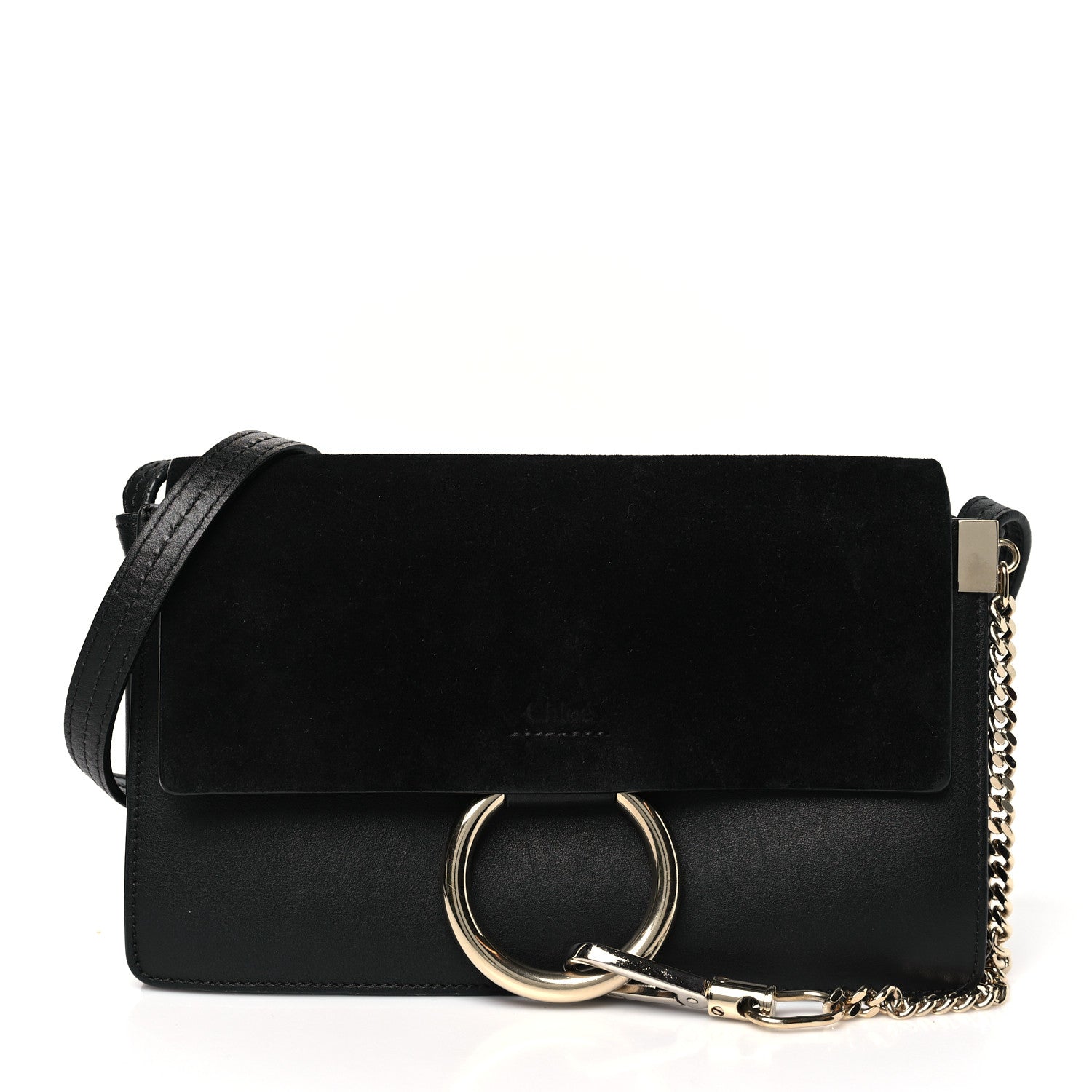 Chloe Suede Calfskin Small Faye Shoulder Bag Black 1 of 13