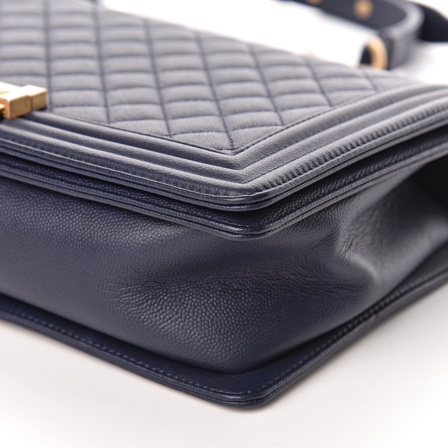 Chanel Caviar Quilted New Medium Boy Flap Dark Navy Blue 9 of 10