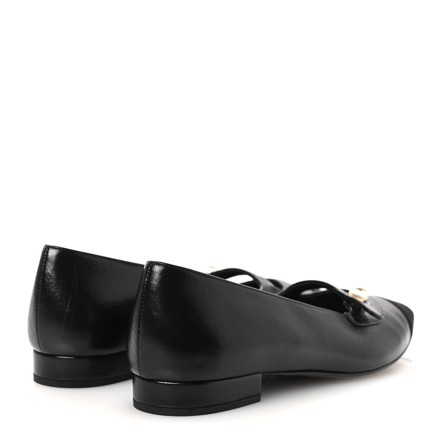 Chanel Shiny Lambskin Grosgrain Pearl Mary Jane Flats 37 Black 5 of 11