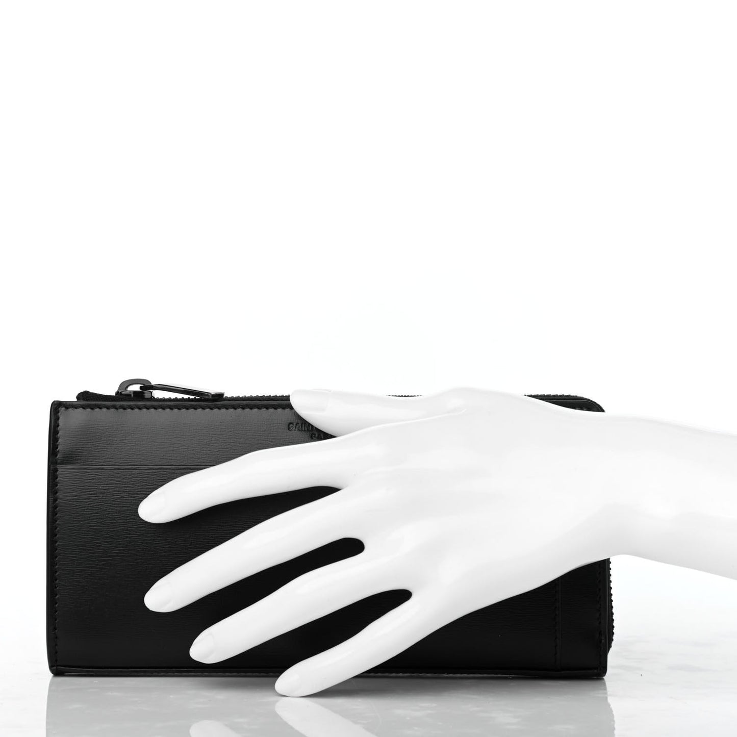 Calfskin Fragment Zip Around Wallet Black