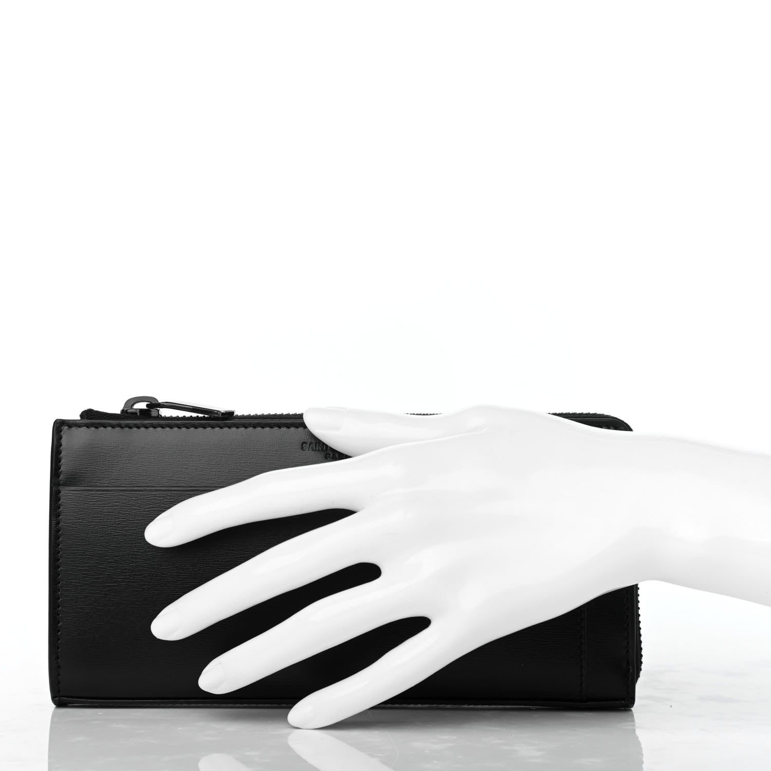 Saint Laurent Calfskin Fragment Zip Around Wallet Black 2 of 8
