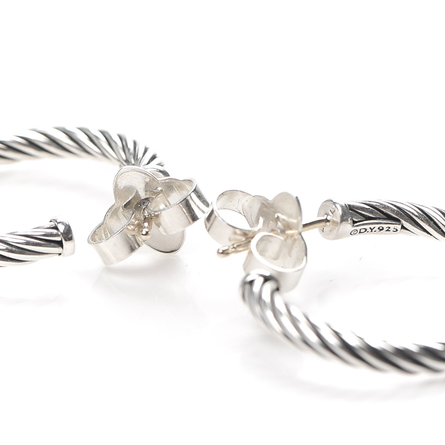 David Yurman Sterling Silver Sculpted Cable Hoop Earrings 4 of 5