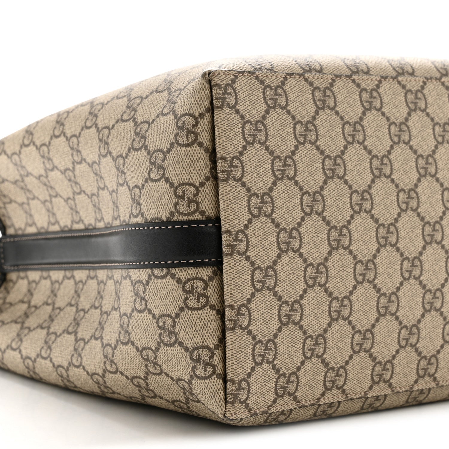 Gucci GG Supreme Monogram Medium Emblem Bucket Bag Beige Dark Brown Black 9 of 10