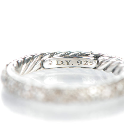 David Yurman Sterling Silver Diamond 3mm Midnight Melange Band Ring 48.5 4.75 4 of 5