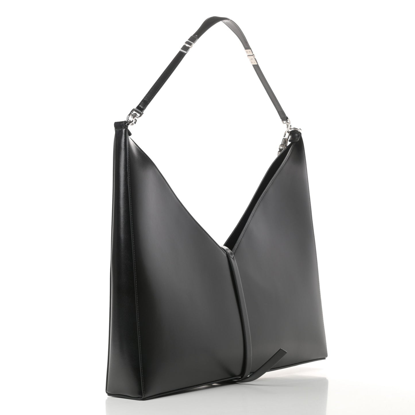 Box Calfskin Large Cut Out Shoulder Bag Black