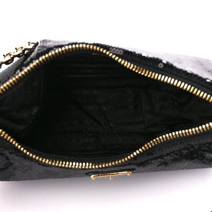 Prada Sequin Mini Re-Edition 2000 Shoulder Bag Black 5 of 10