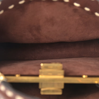 Fendi Vitello Granato Camoscio Selleria Macro Stitchings Small Peekaboo I SEE U Satchel Praline 6 of 9