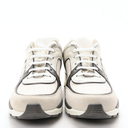Chanel Suede Calfskin CC Sneakers 40 White Grey 3 of 9
