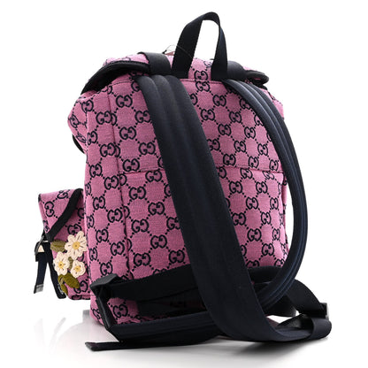 Gucci Monogram Multicolor Floral Embroidered Large Retro Interlocking G Three Pocket Backpack Pink Blue Multicolor 3 of 10