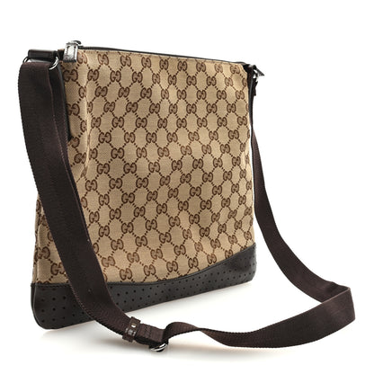 Gucci Monogram Calfskin Perforated Medium Flat Messenger Bag Dark Brown 3 of 8