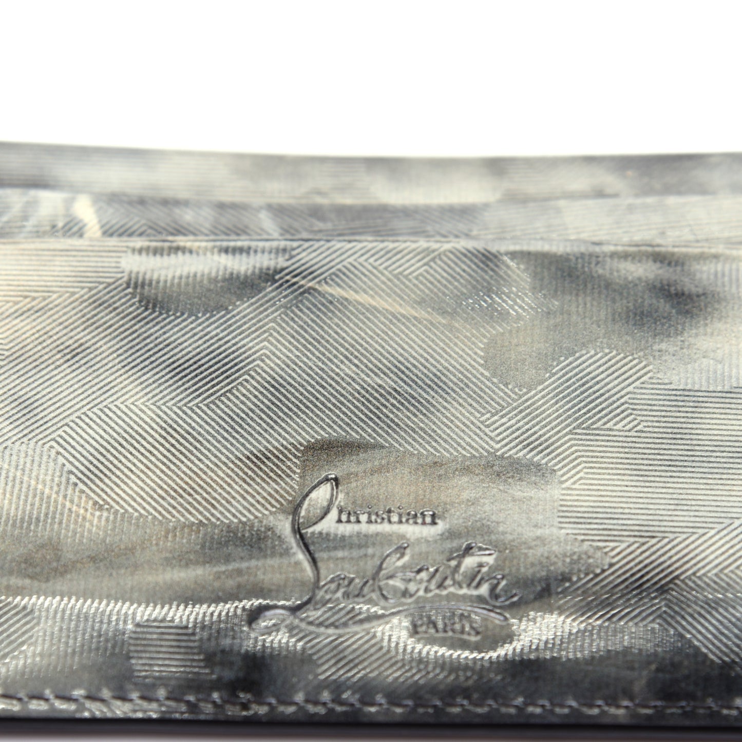 Textured Calfskin Print Card Holder Grey