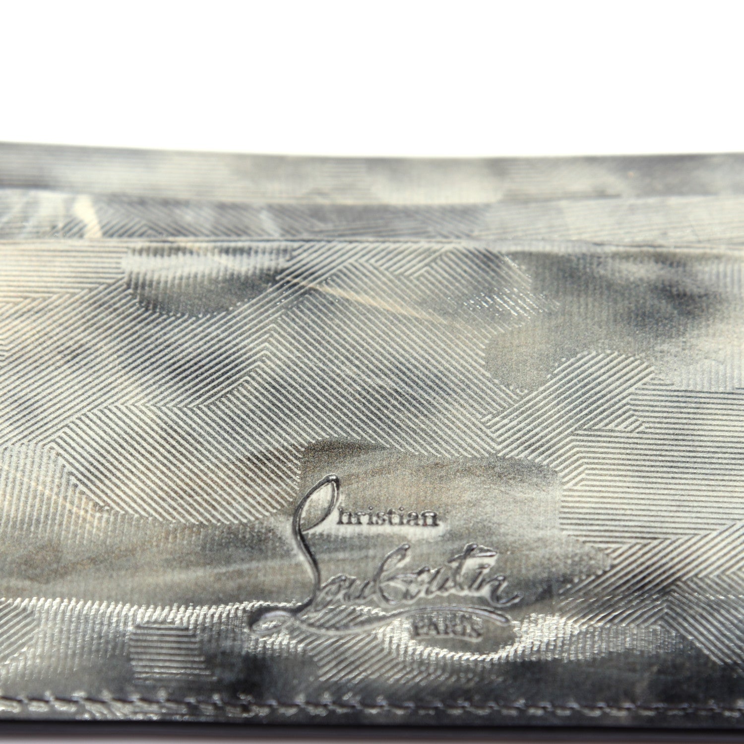 Christian Louboutin Textured Calfskin Print Card Holder Grey 9 of 9