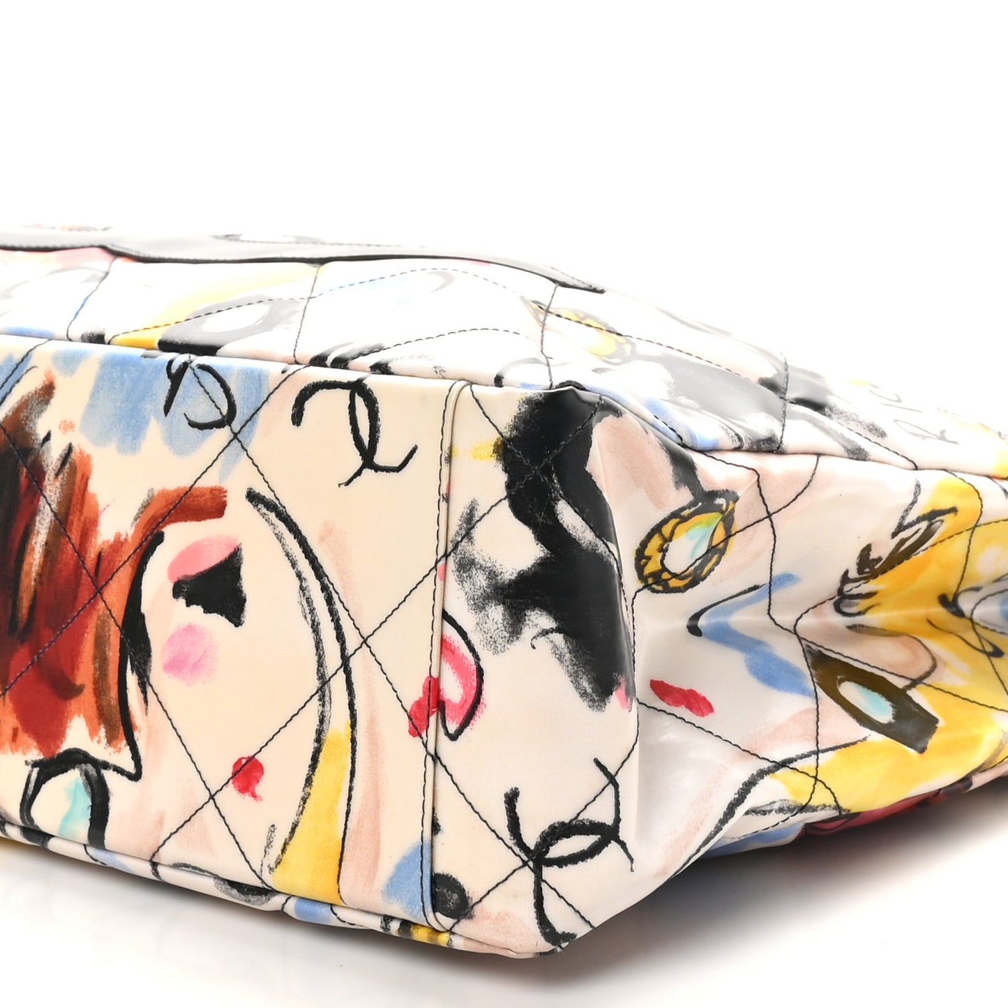 Coated Canvas XL Graffiti Tote Beige