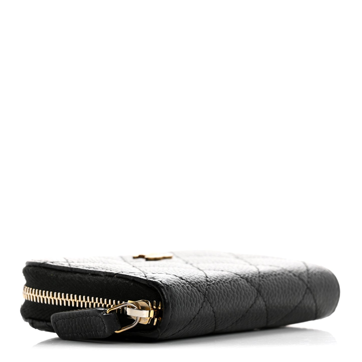 Caviar Quilted Classic Zipped Coin Purse Black