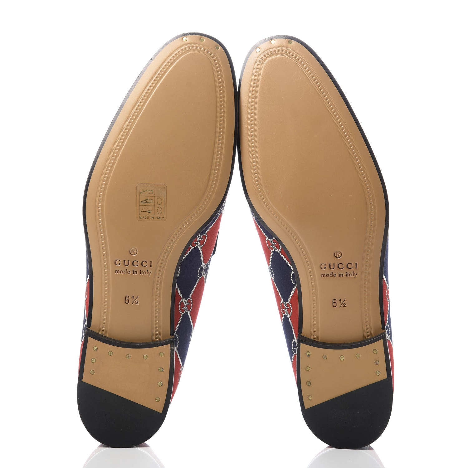 Gucci Mini GG Rhombus Chain Horsebit Mens Jordaan Loafers 6.5 Royal Bleuett Red 5 of 9