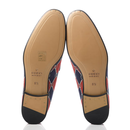 Gucci Mini GG Rhombus Chain Horsebit Mens Jordaan Loafers 6.5 Royal Bleuett Red 5 of 9