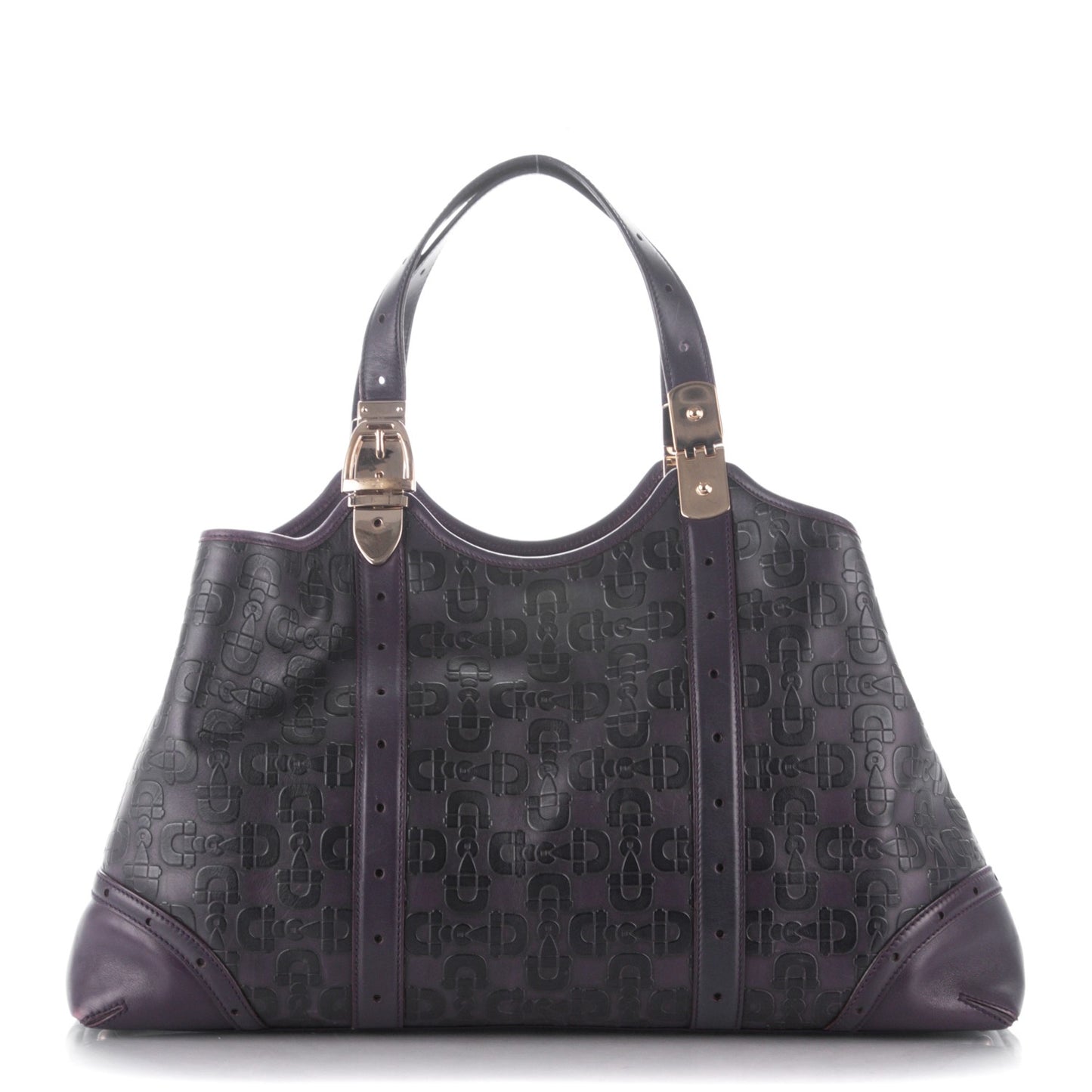 Calfskin Horsebit Embossed Large Glam Shoulder Bag Purple