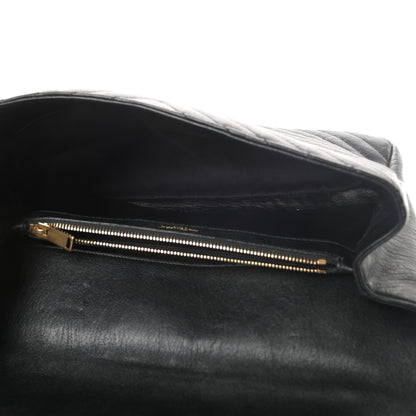 Saint Laurent Sheepskin Matelasse Chevron Monogram Large College Satchel Black 6 of 11