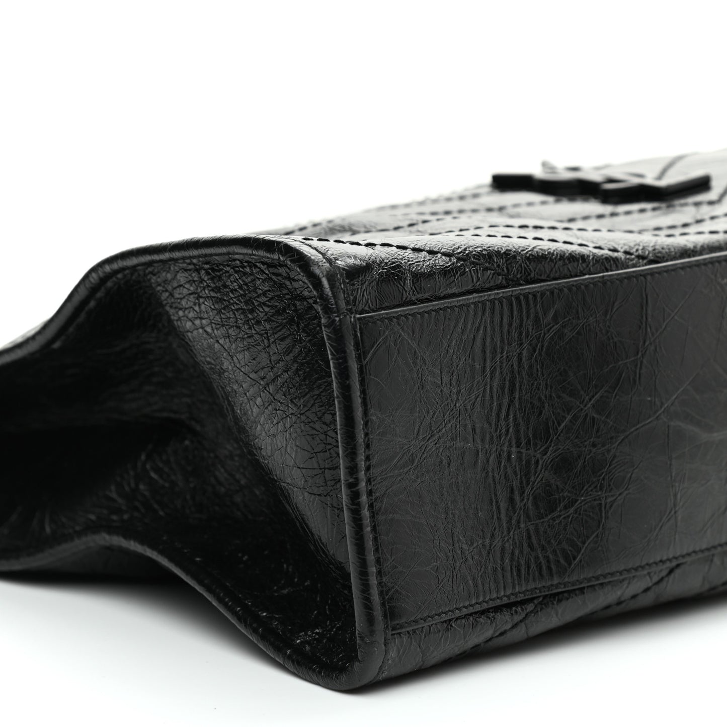 Crinkled Calfskin Matelasse Monogram Niki Shoulder Bag Black