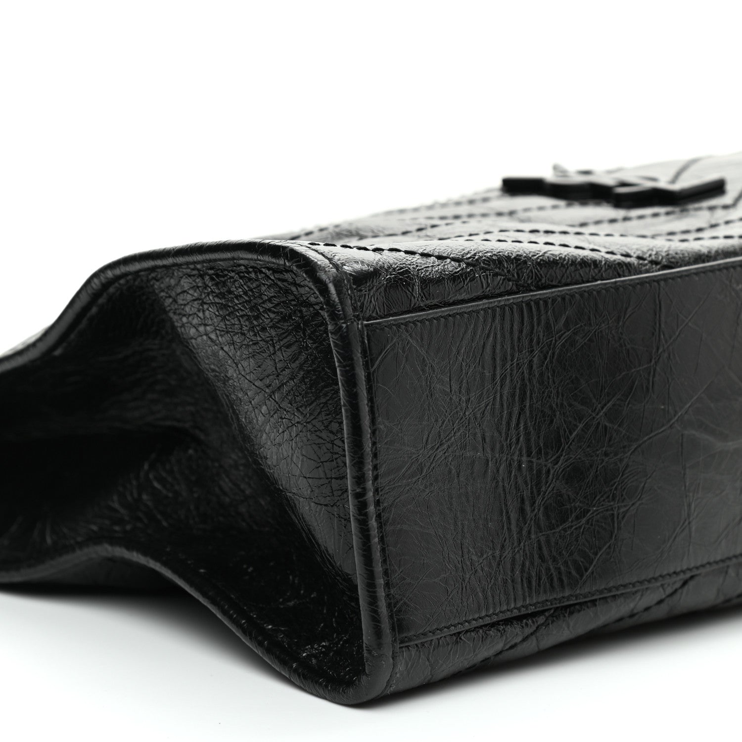 Saint Laurent Crinkled Calfskin Matelasse Monogram Niki Shoulder Bag Black 8 of 10