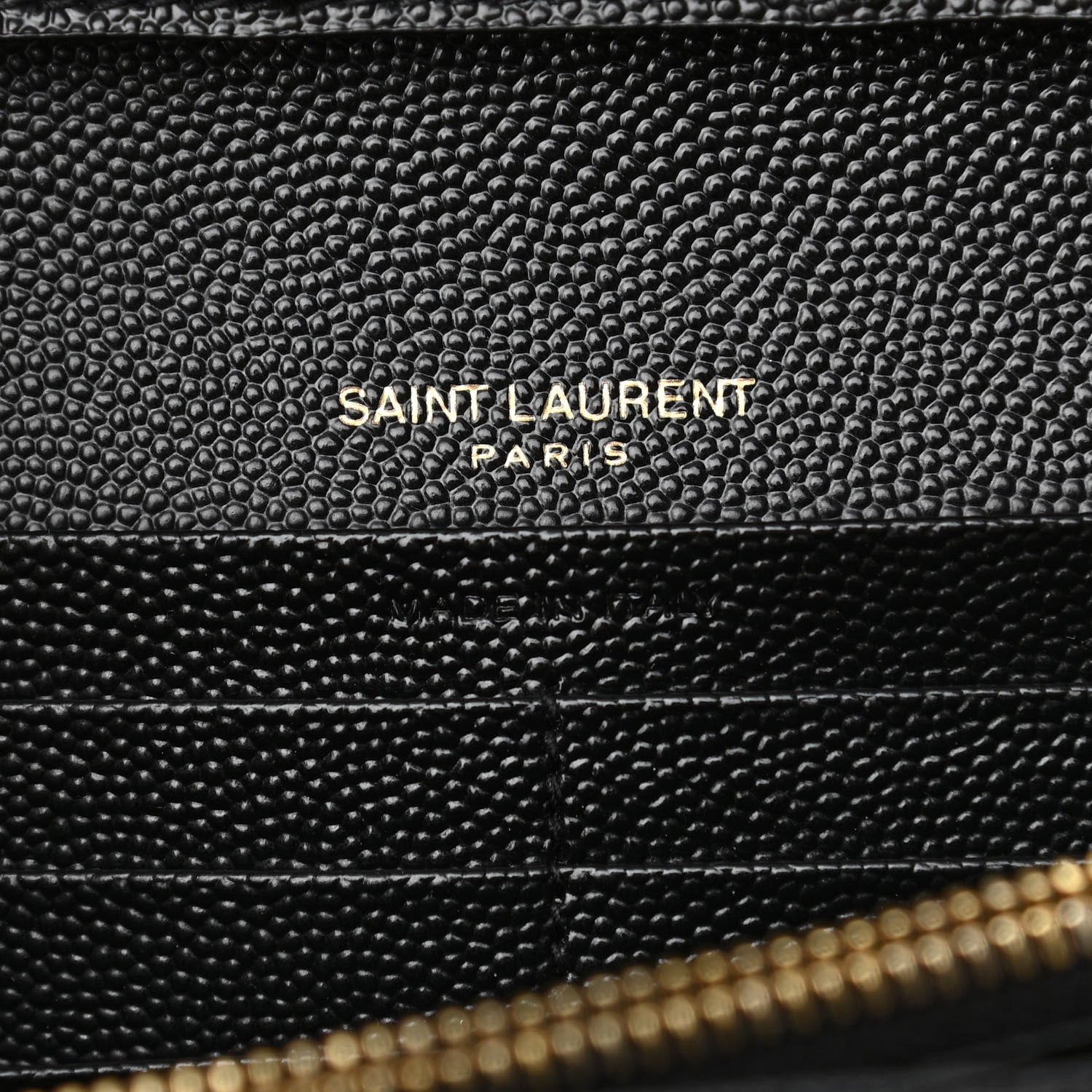Saint Laurent Grain De Poudre Matelasse Chevron Monogram Chain Wallet Black 6 of 10