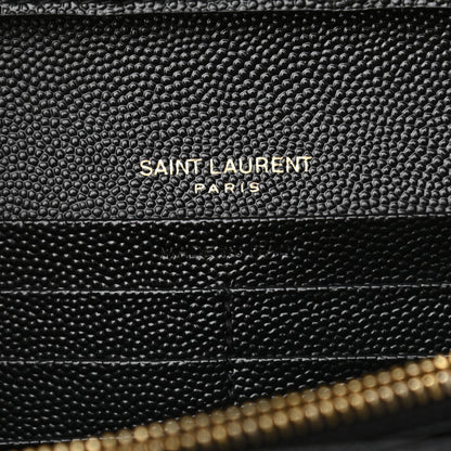 Saint Laurent Grain De Poudre Matelasse Chevron Monogram Chain Wallet Black 6 of 10
