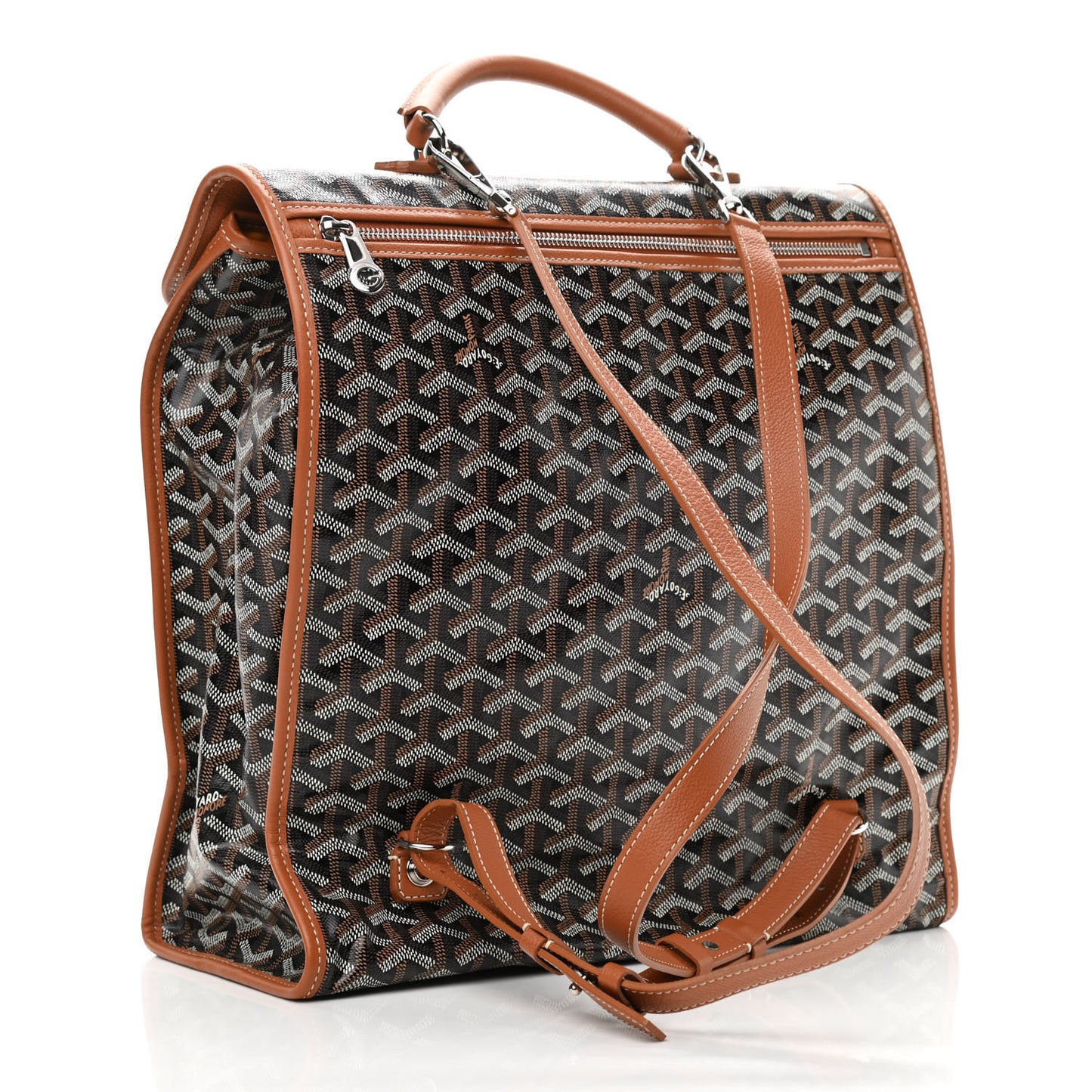 Goyardine Saint Leger Soft Briefcase Backpack Black Gold