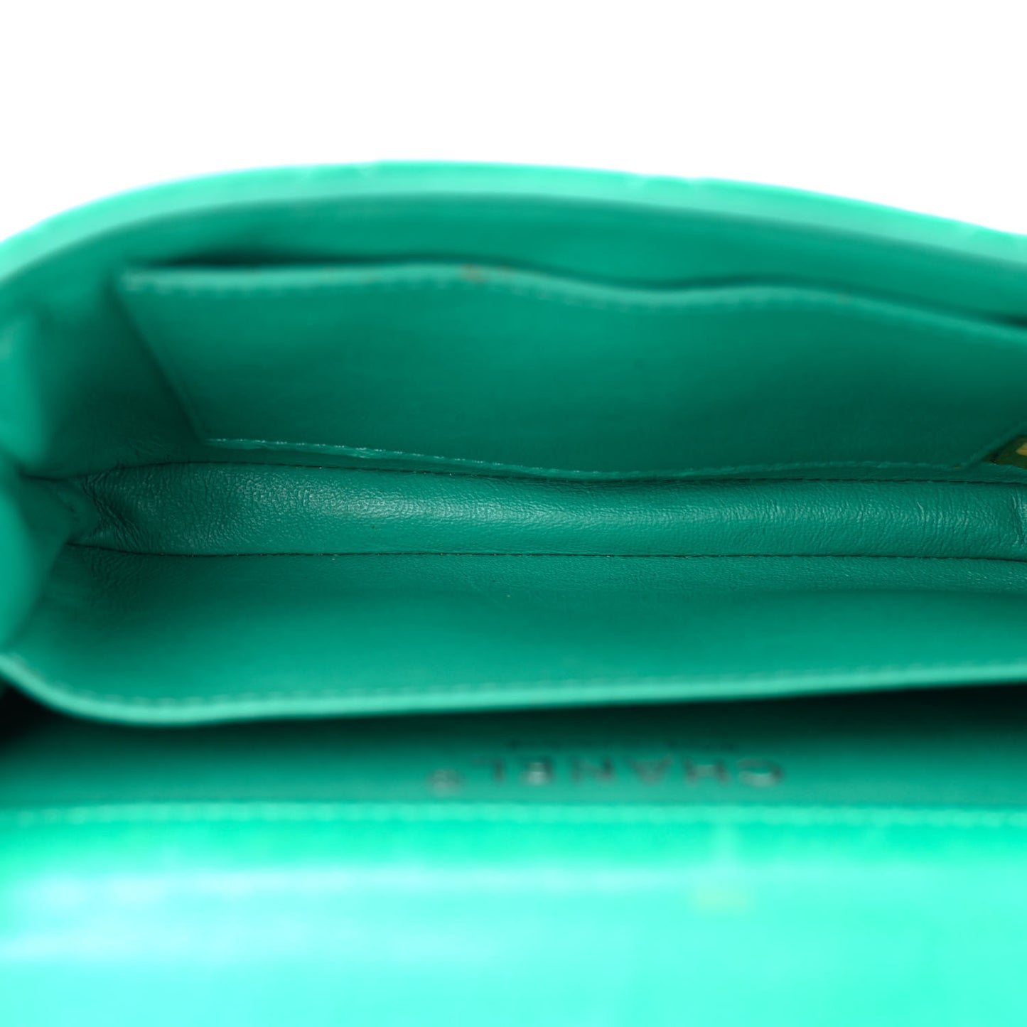 Lambskin Quilted Extra Mini Rectangular Flap Green