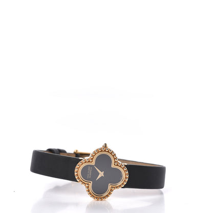 Van Cleef & Arpels 18K Yellow Gold Satin Onyx 26mm Alhambra Quartz Watch 3 of 7