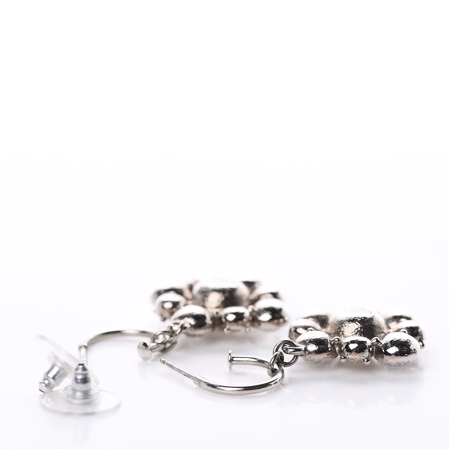 Crystal CC Dangle Earrings Silver