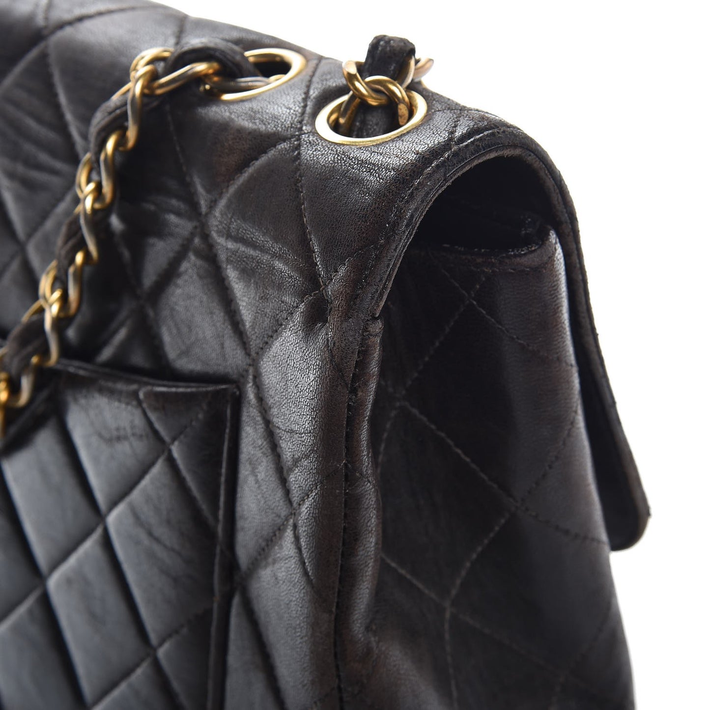 Lambskin Quilted Jumbo Single Flap Brown