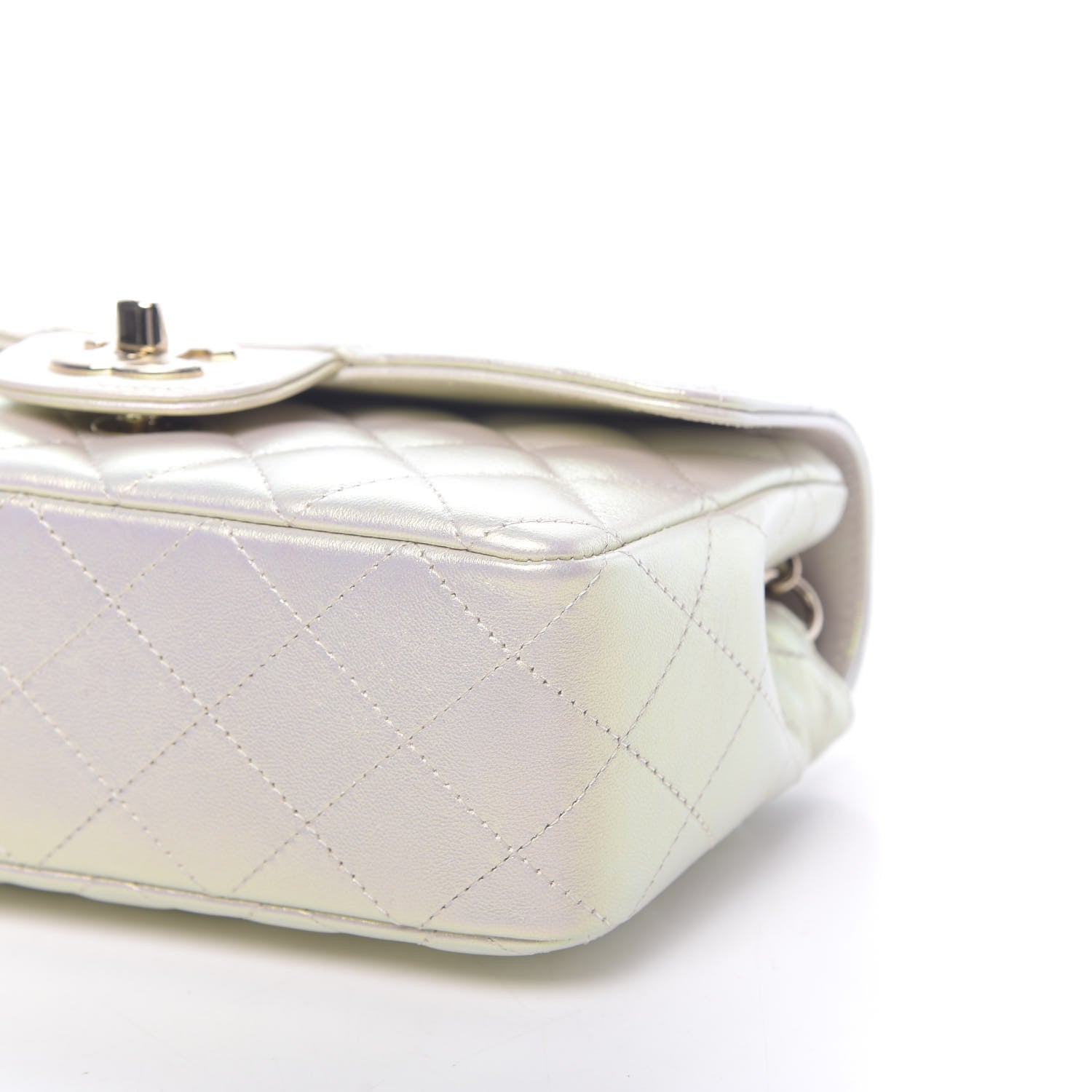 Chanel Iridescent Lambskin Quilted Mini Rectangular Flap Ivory 10 of 11
