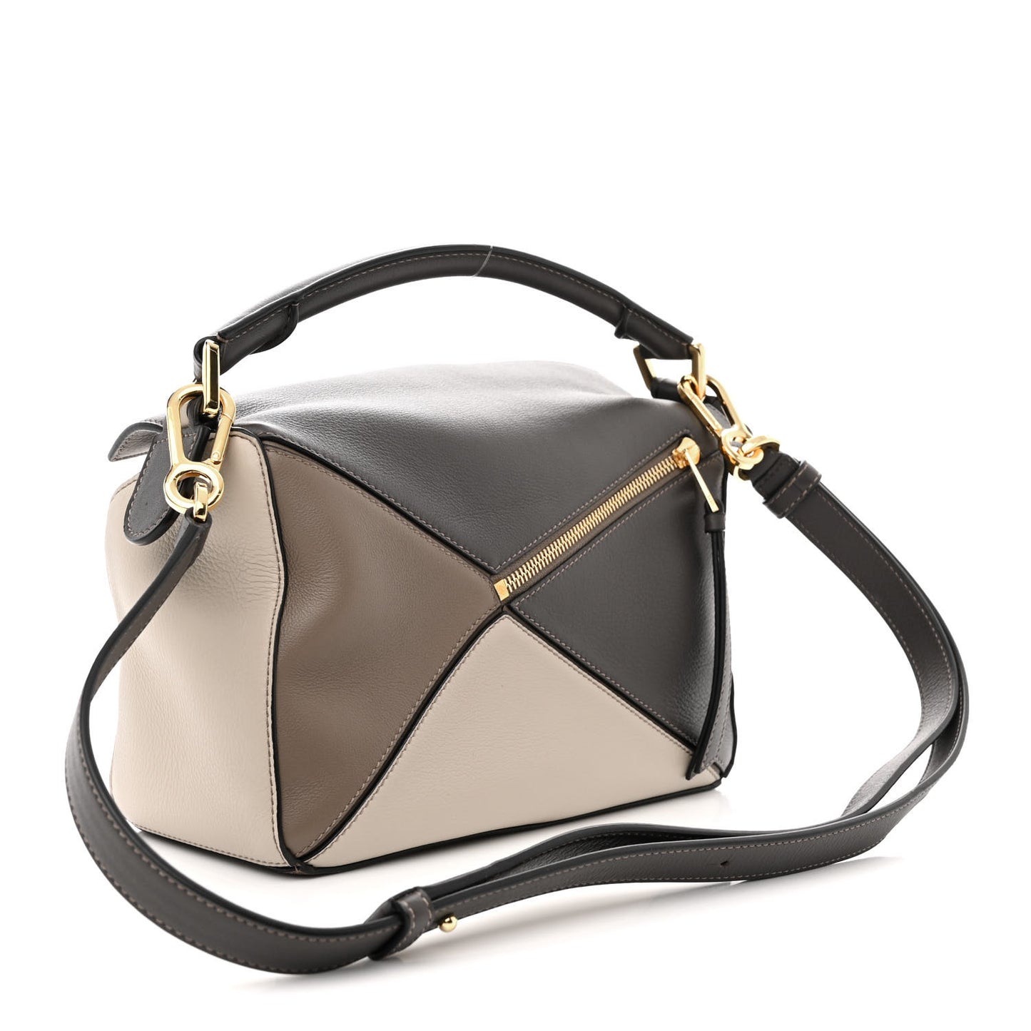 Calfskin Small Puzzle Bag Brown Dark Taupe