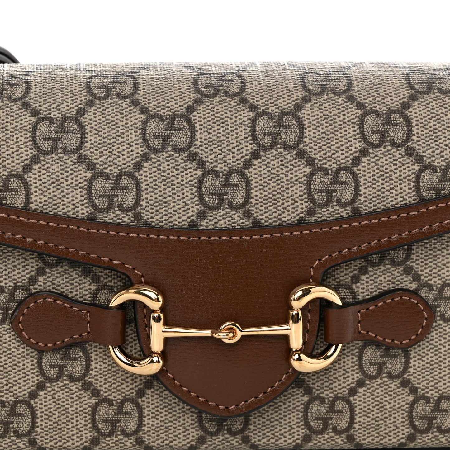 GG Supreme Monogram Mini Horsebit 1955 Shoulder Bag Beige Brown Sugar
