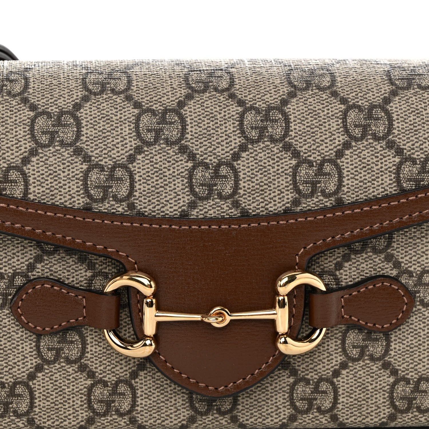 Gucci GG Supreme Monogram Mini Horsebit 1955 Shoulder Bag Beige Brown Sugar 8 of 10