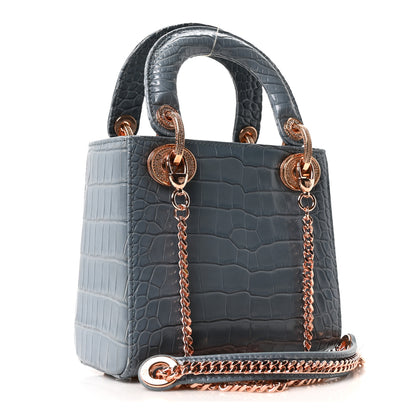 Christian Dior Alligator Crystal Mini Lady Dior Blue 3 of 10