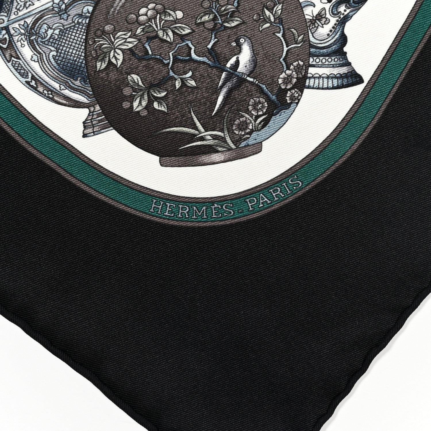 Hermes Silk Les Flacons Scarf 70 Black White Sapin 2 of 5