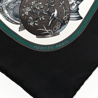 Hermes Silk Les Flacons Scarf 70 Black White Sapin 2 of 5