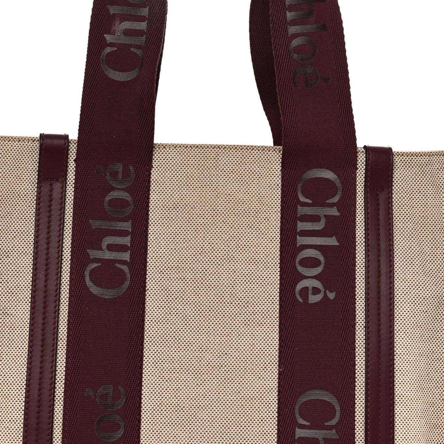 Cotton Calfskin Medium Woody Ribbon Tote Burgundy