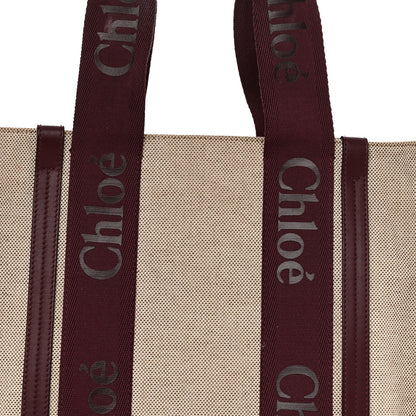 Chloe Cotton Calfskin Medium Woody Ribbon Tote Burgundy 8 of 10